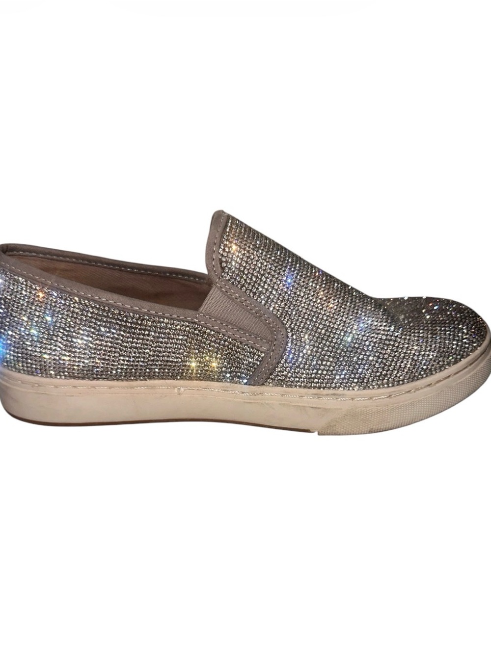 Steve Madden Sparkling Silver Crystal Slip-On Flats - Picture 5 of 10